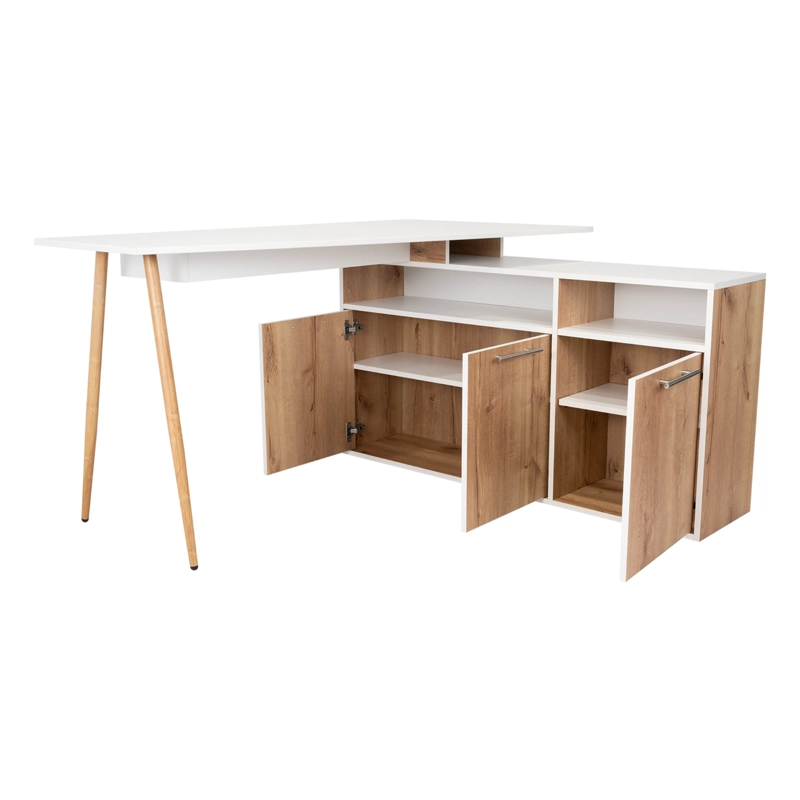 ESCRITORIO EN L 3 PUERTAS SINGAPUR 72,5X130X120 CM DUNA Y BLANCO - 3