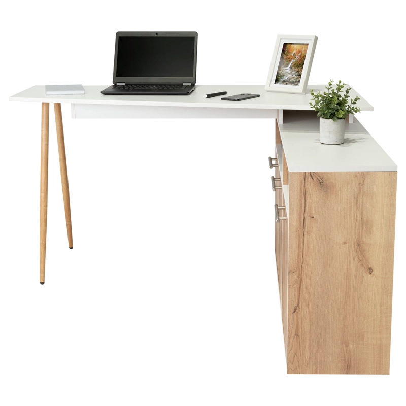 ESCRITORIO EN L 3 PUERTAS SINGAPUR 72,5X130X120 CM DUNA Y BLANCO - 5