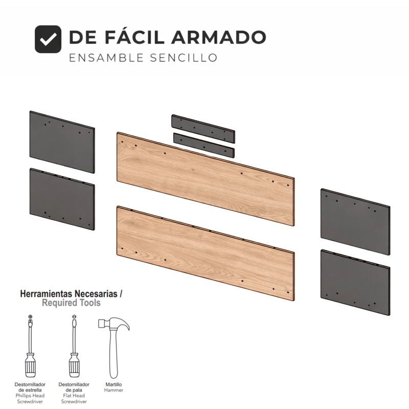 RESPALDO DE CAMA 2 PLAZAS NEUSS GRADUABLE 140/200 CM MIEL Y PLOMO - 8