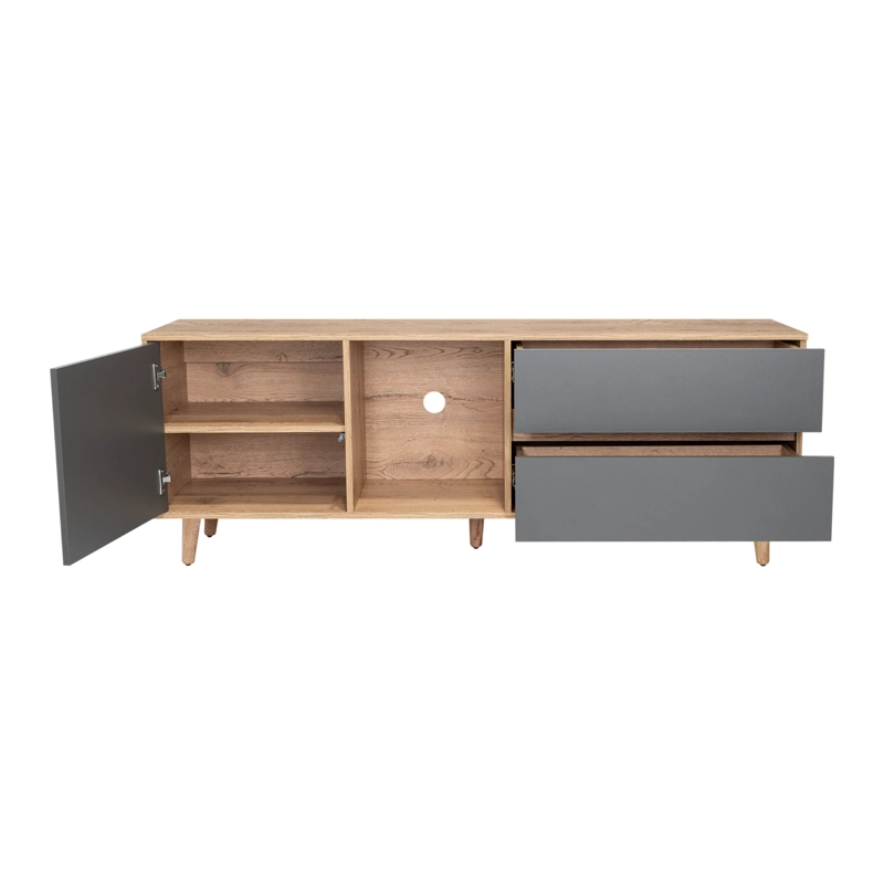 RACK DE TV 65' SALEM MACADAMIA Y PLOMO 58,4X158,4X38 CM - 3