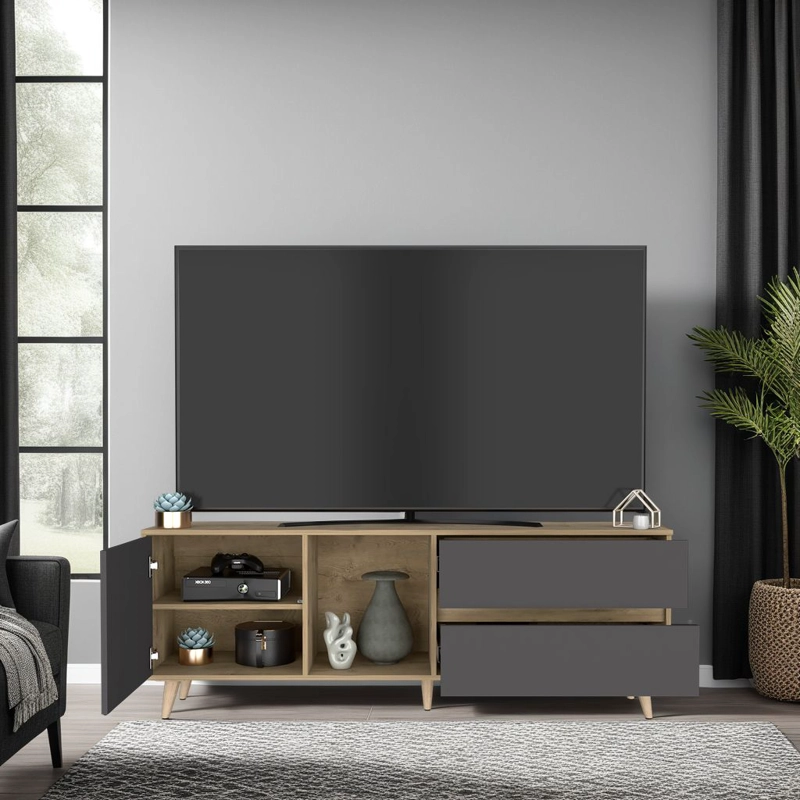 RACK DE TV 65' SALEM MACADAMIA Y PLOMO 58,4X158,4X38 CM - 6
