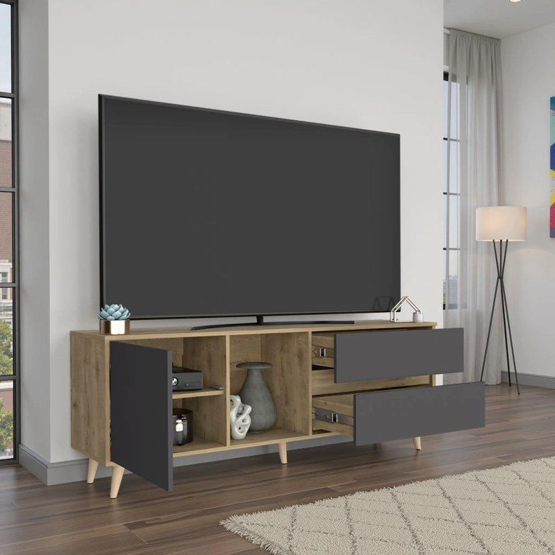 RACK DE TV 65' SALEM MACADAMIA Y PLOMO 58,4X158,4X38 CM - 7