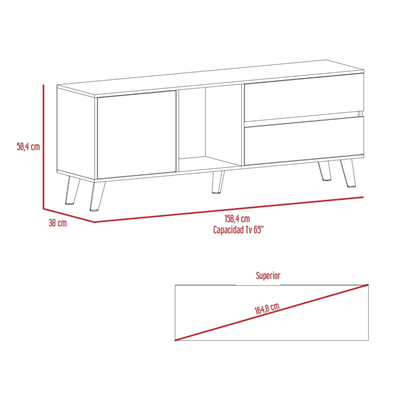RACK DE TV 65' SALEM MACADAMIA Y PLOMO 58,4X158,4X38 CM - 8