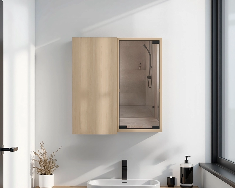 BOTIQUIN PARA BAÑO MIRO 53.7X50X16.5 CM ROVERE CON ESPEJO - 5