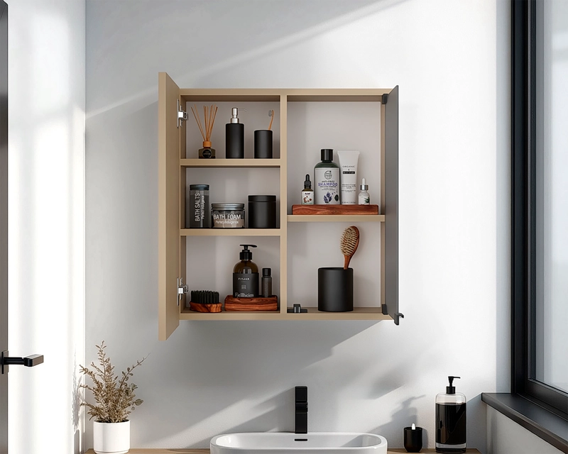 BOTIQUIN PARA BAÑO MIRO 53.7X50X16.5 CM ROVERE CON ESPEJO - 6