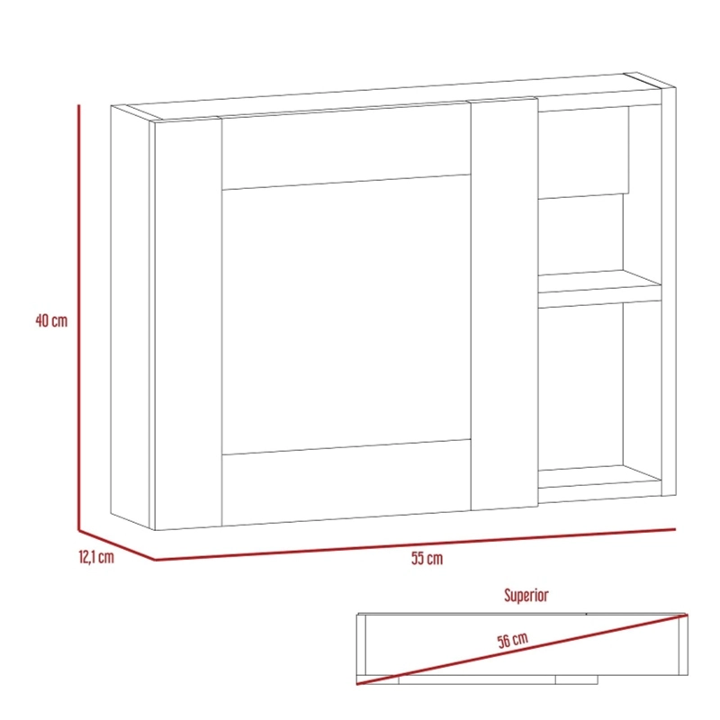 BOTIQUIN PARA BAÑO CAIRO 40X55X12.1 CM ROVERE CON ESPEJO - 8