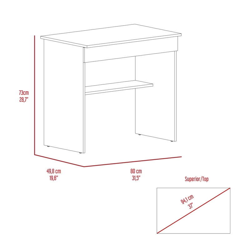 ESCRITORIO 1 CAJON OHIO 73X80X49,8 CM BLANCO Y ARUPO - 8