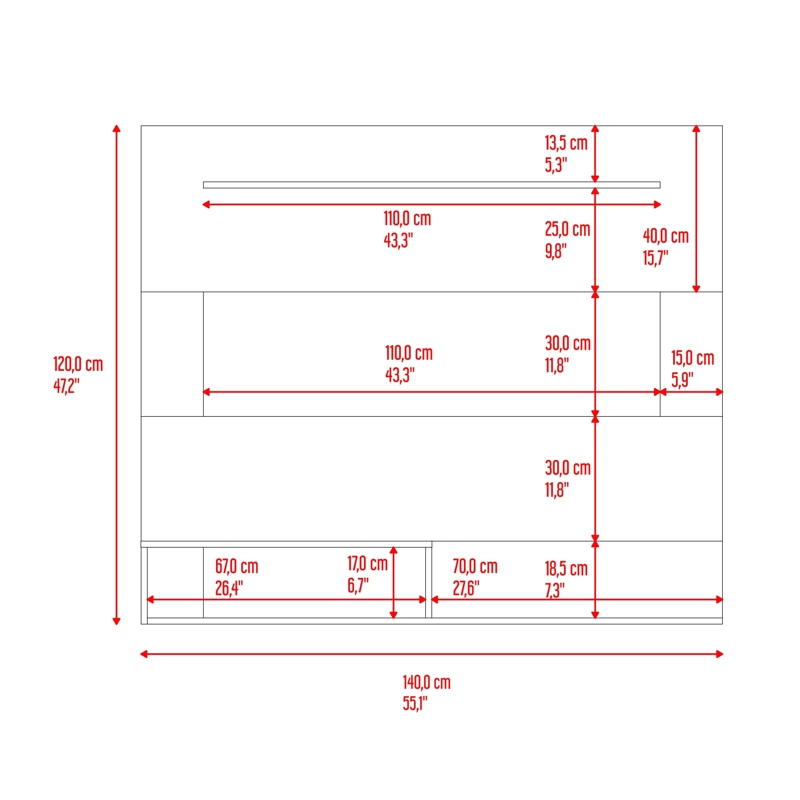 PANEL TV 55' BEIJING FRESNO EUROPEO Y WENGUE 120X140X31,5 CM - 8