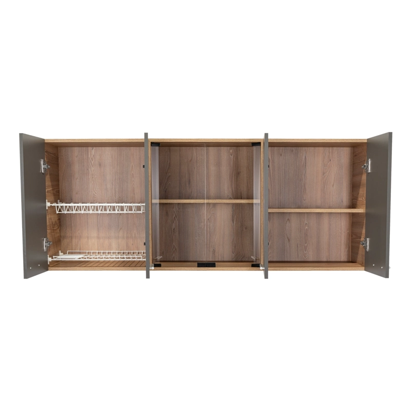MUEBLE DE COCINA MURAL 150X60X31,5 CM MIEL Y PLOMO 6 PUERTAS - 3