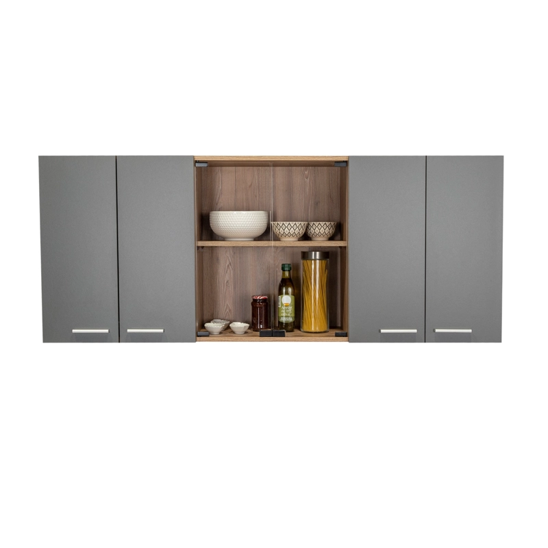 MUEBLE DE COCINA MURAL 150X60X31,5 CM MIEL Y PLOMO 6 PUERTAS - 5