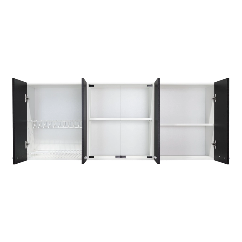 MUEBLE DE COCINA MURAL 150X60X31,5 CM WENGUE Y BLANCO 6 PUERTAS - 3