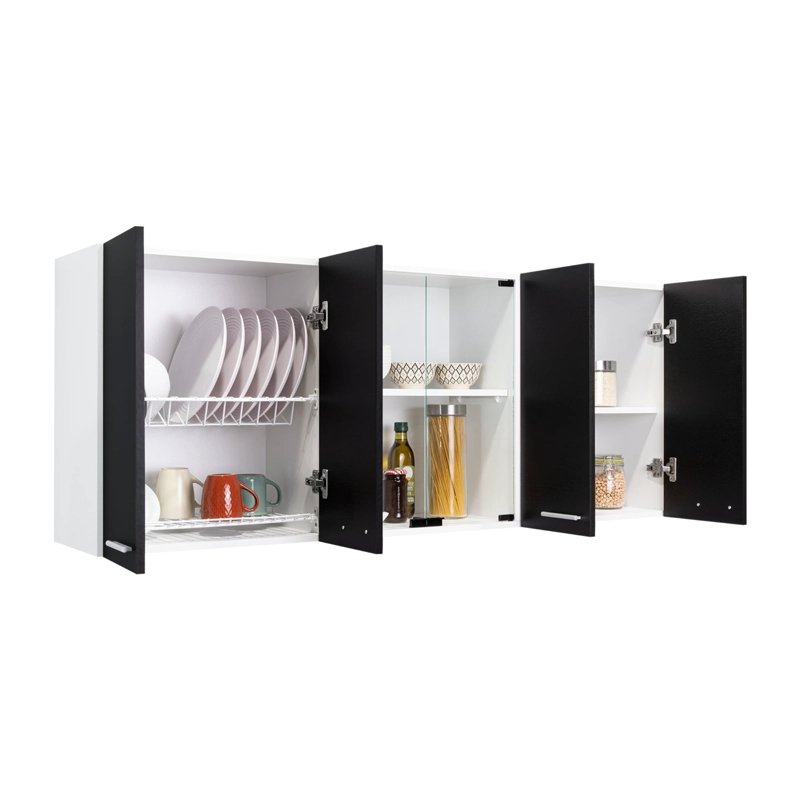 MUEBLE DE COCINA MURAL 150X60X31,5 CM WENGUE Y BLANCO 6 PUERTAS - 4