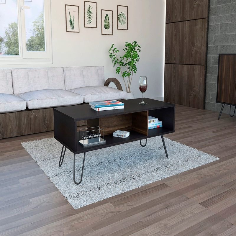 MESA DE CENTRO VASSEL WENGUE Y NOGAL EUROPEO 40X101X45 CM - 5