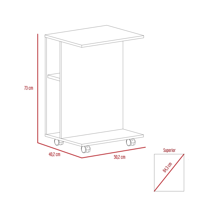 ESCRITORIO PORTABLE CON RUEDAS LUZZO 73X50,2X40,2 CM DUNA - 6