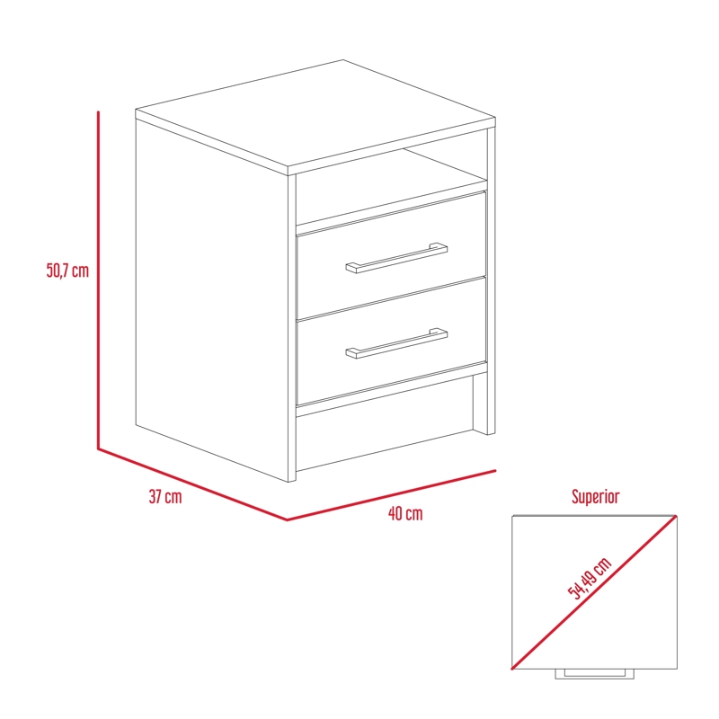 VELADOR 2 CAJONES ETER MILAN Y BLANCO 50.7X40X37.3 CM - 7