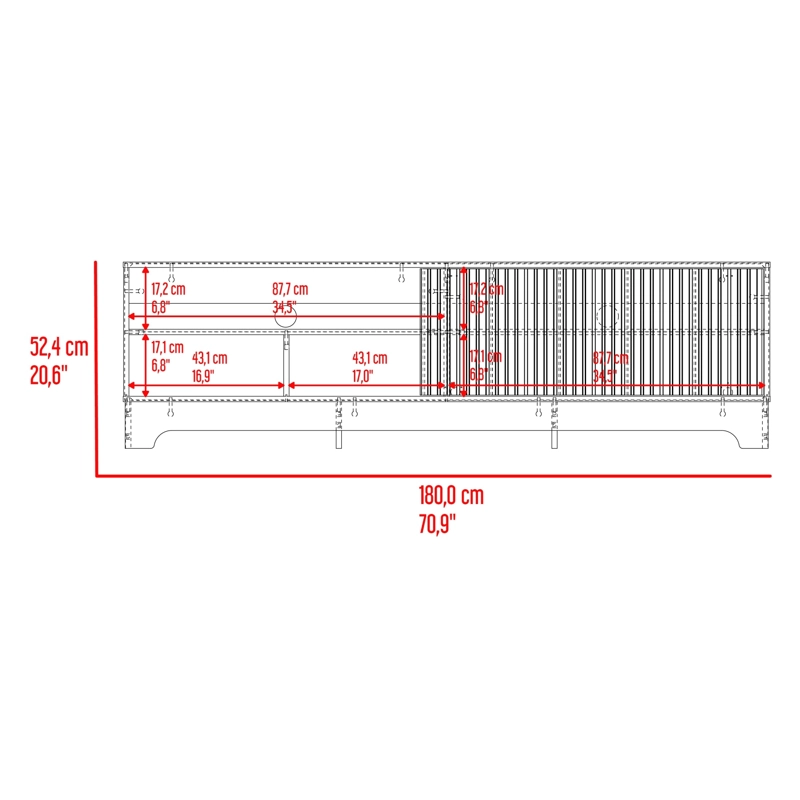RACK TV75' 1 PUERTA SMITH 52,4X180X36,3 CM NOGAL Y ROBLE - 9