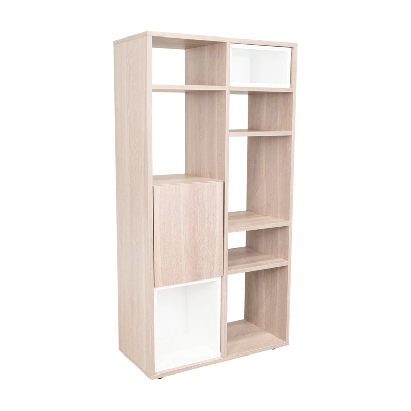 BIBLIOTECA 1 PUERTA MOMI 120X61,6X30 CM BARDOLINO Y BLANCO - 1