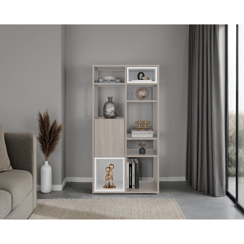 BIBLIOTECA 1 PUERTA MOMI 120X61,6X30 CM BARDOLINO Y BLANCO - 8