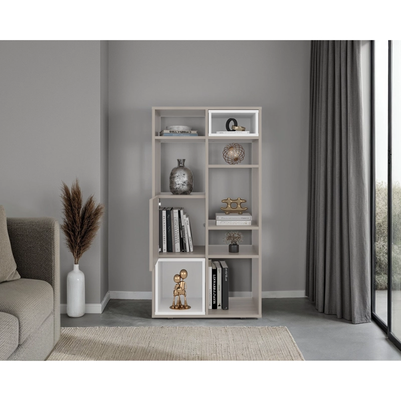 BIBLIOTECA 1 PUERTA MOMI 120X61,6X30 CM BARDOLINO Y BLANCO - 9