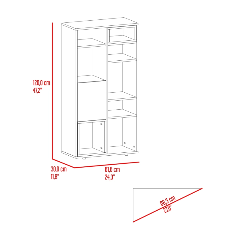 BIBLIOTECA 1 PUERTA MOMI 120X61,6X30 CM BARDOLINO Y BLANCO - 10