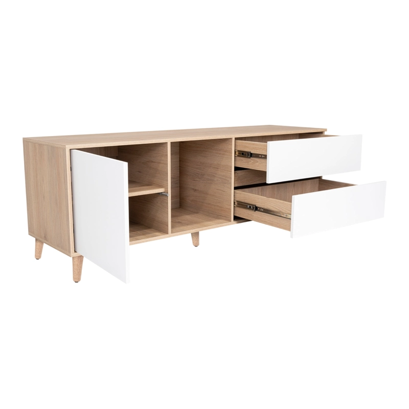 RACK TV60' 1 PUERTA 2 CAJONES ACACIA  58,4X158,4X45,6 CM ROVERE Y BLANCO - 2