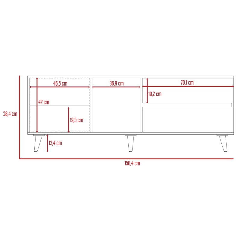 RACK TV60' 1 PUERTA 2 CAJONES ACACIA  58,4X158,4X45,6 CM ROVERE Y BLANCO - 11