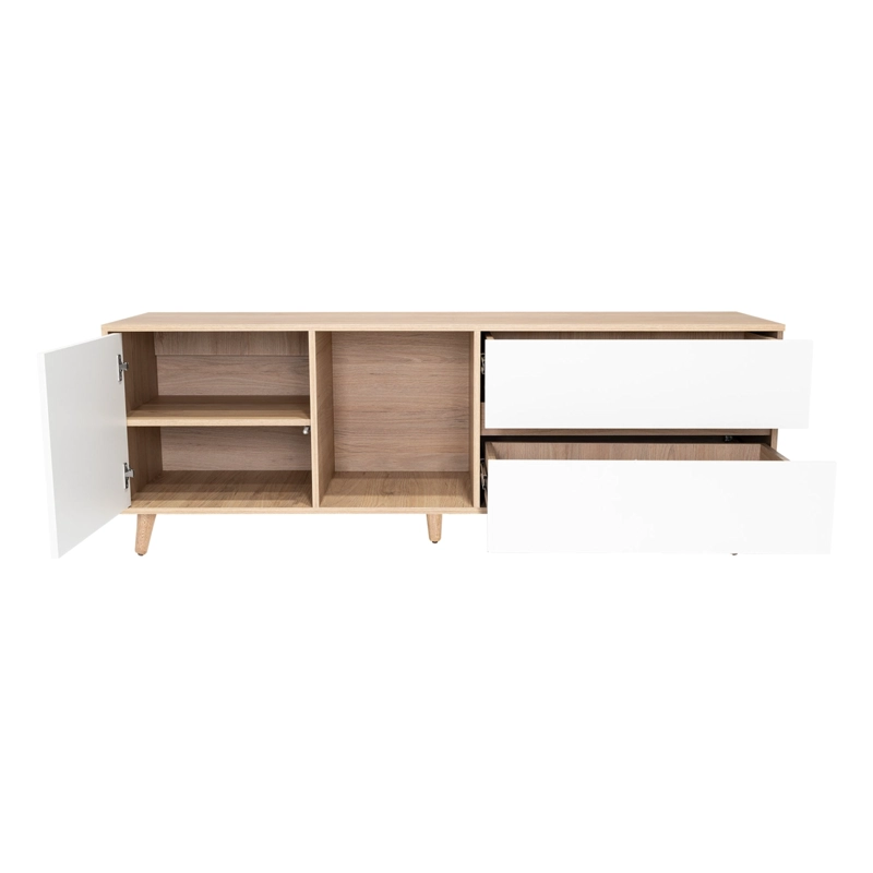 RACK TV60' 1 PUERTA 2 CAJONES ACACIA  58,4X158,4X45,6 CM ROVERE Y BLANCO - 12