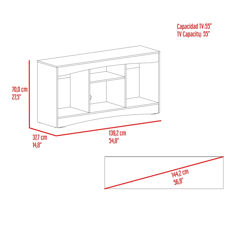 RACK TV55' FIORENZI 70X139,2X37,7 CM NOGAL Y WENGUE - 7