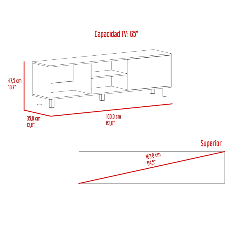 RACK TV65' 1 PUERTA TUNEZ PLUS 47,5X160X35 CM NOGAL - 8