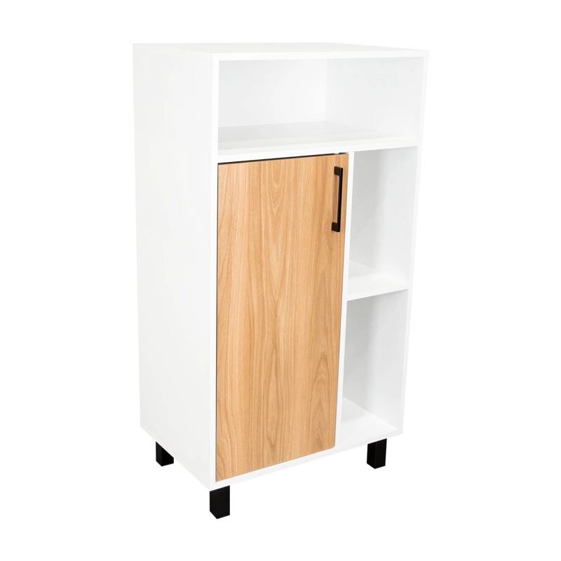 BIBLIOTECA BAJA 1 PUERTA BRYCE 111,5X60X39,9 CM BLANCO Y FRESNO - 1