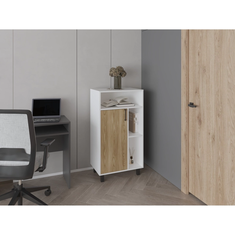 BIBLIOTECA BAJA 1 PUERTA BRYCE 111,5X60X39,9 CM BLANCO Y FRESNO - 6