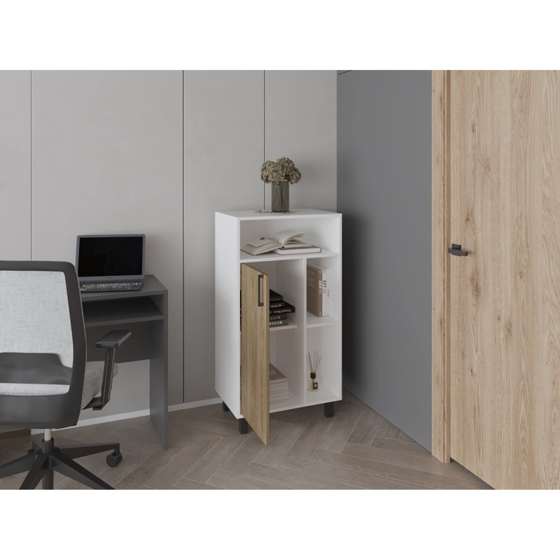 BIBLIOTECA BAJA 1 PUERTA BRYCE 111,5X60X39,9 CM BLANCO Y FRESNO - 7