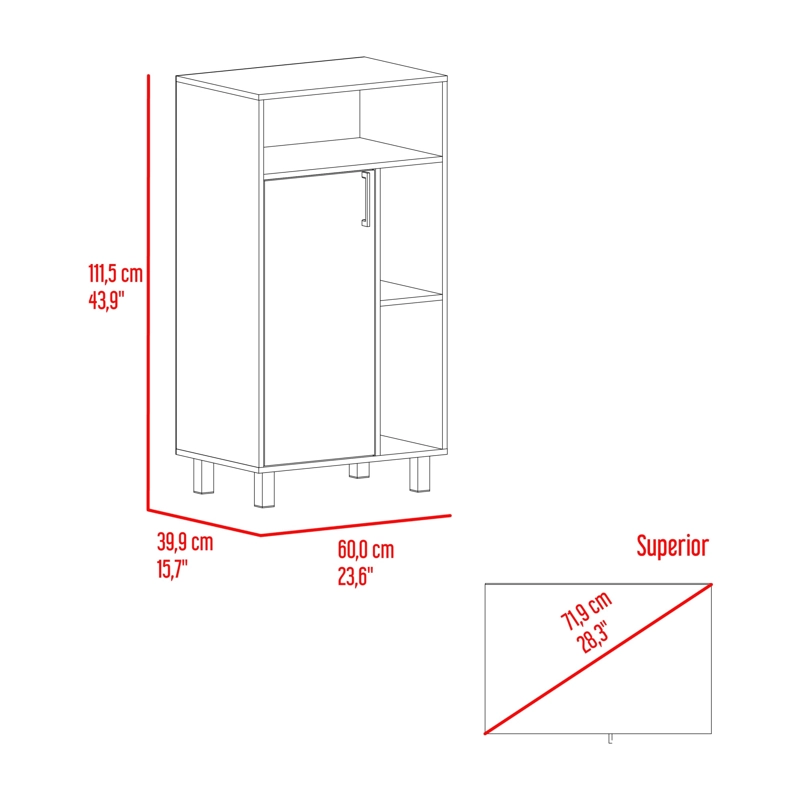 BIBLIOTECA BAJA 1 PUERTA BRYCE 111,5X60X39,9 CM BLANCO Y FRESNO - 8