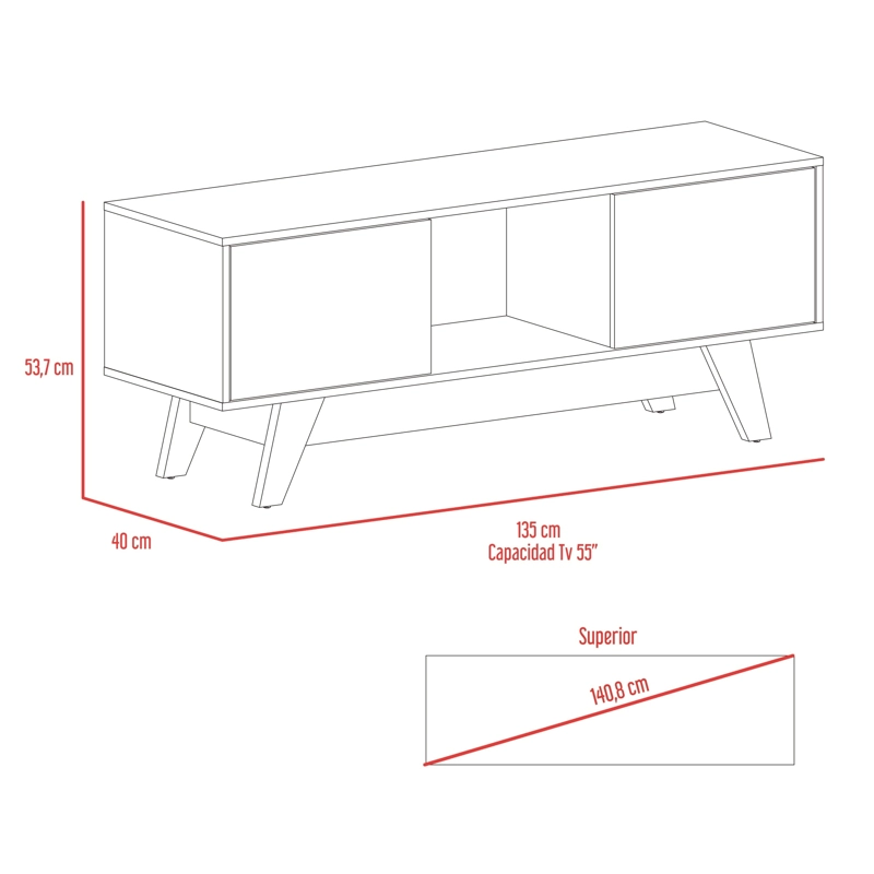 RACK TV55' 2 PUERTAS ROMERO 53,7X135X40,0 CM GALES Y BLANCO - 10