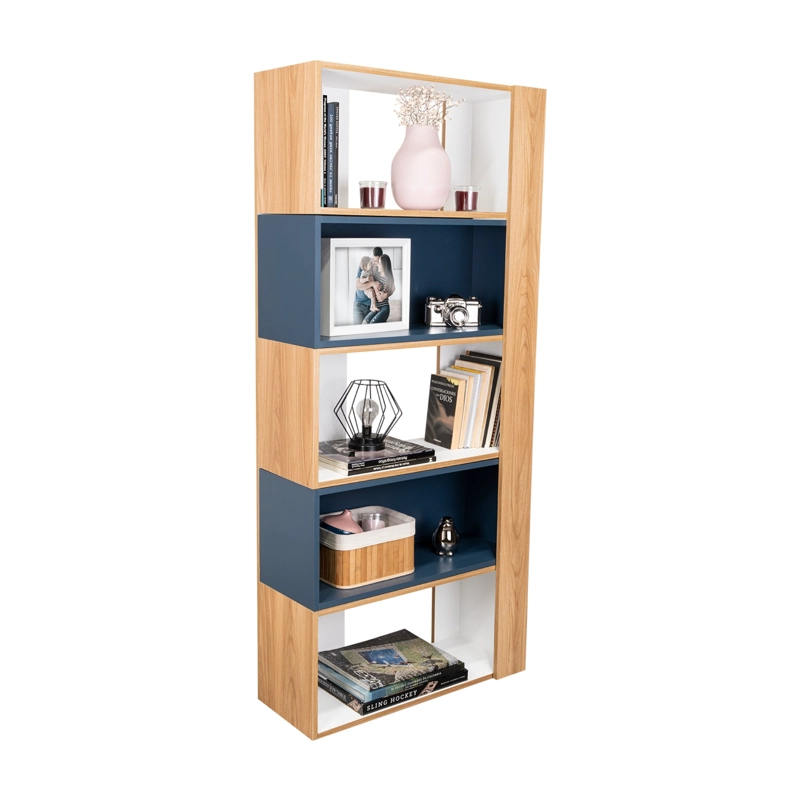 BIBLIOTECA CUBO BEIJING 161,5X70,2X28,6 CM KRONOS, BLANCO Y AZUL - 3