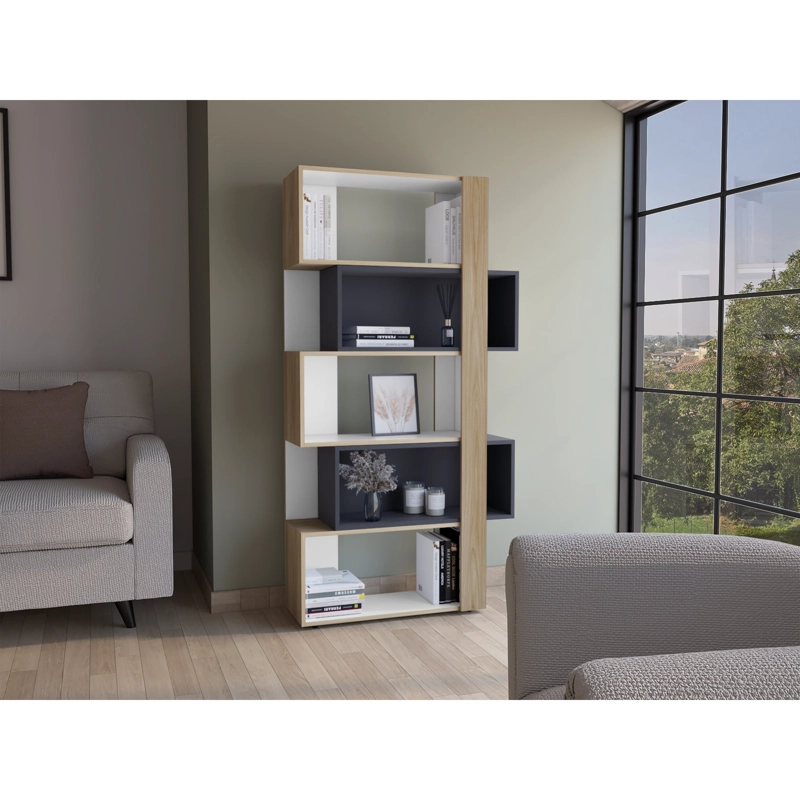 BIBLIOTECA CUBO BEIJING 161,5X70,2X28,6 CM KRONOS, BLANCO Y AZUL - 5