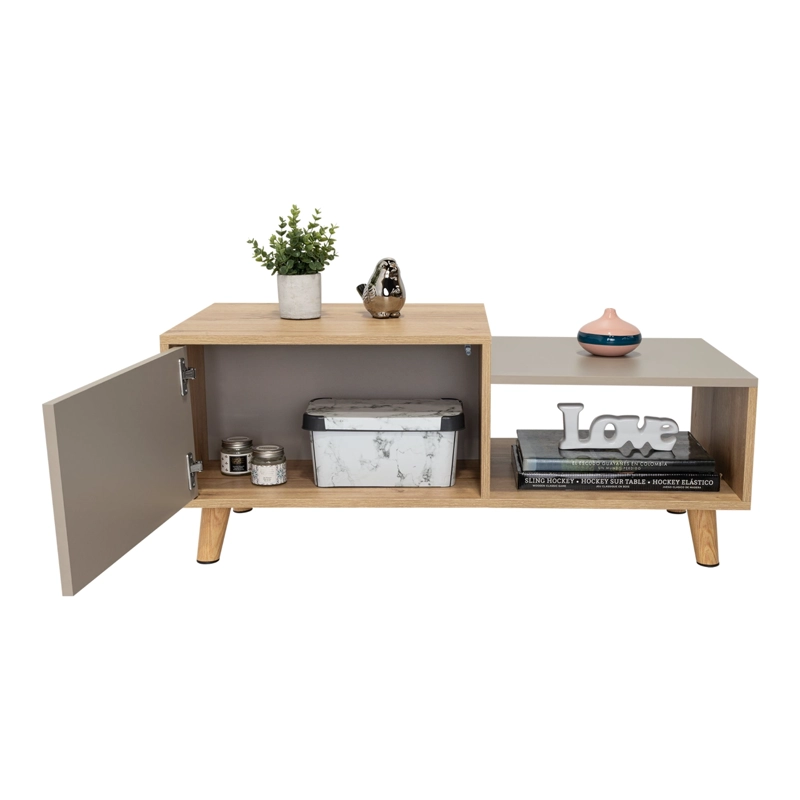 MESA DE CENTRO 2 PUERTAS BORA 41,6X100X50 CM DUNA Y TAUPE - 7