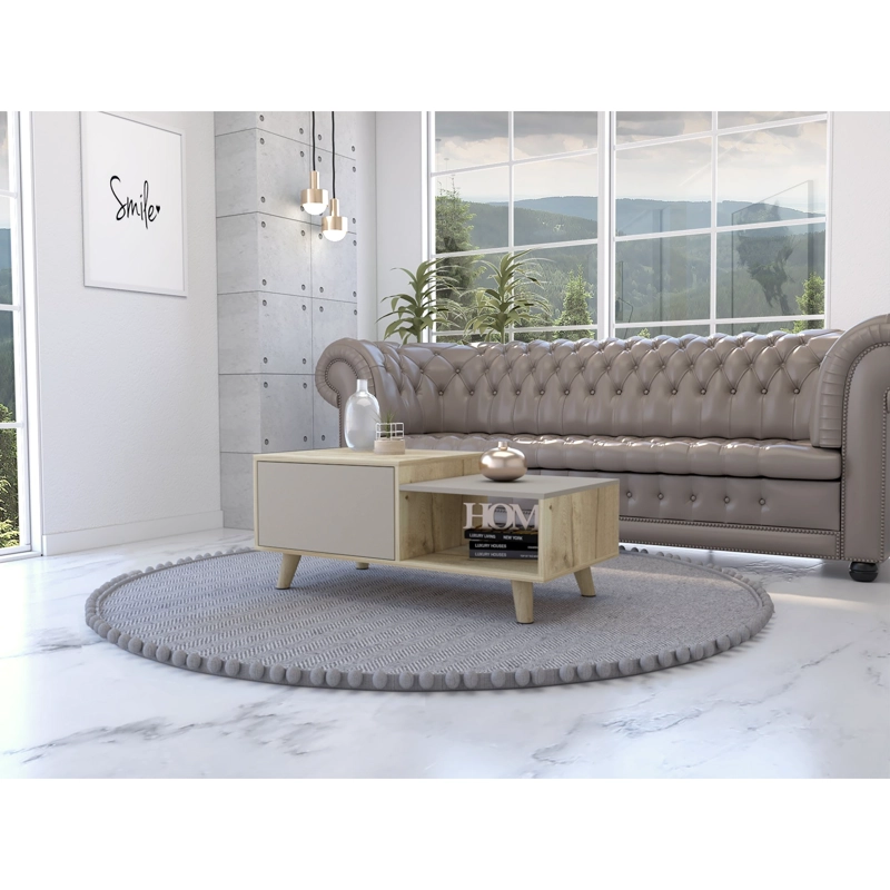 MESA DE CENTRO 2 PUERTAS BORA 41,6X100X50 CM DUNA Y TAUPE - 8