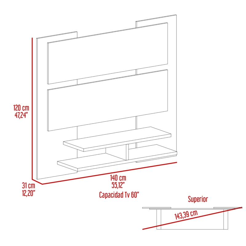 PANEL TV60' ELTON 120X140X31,0 CM WENGUE - 6