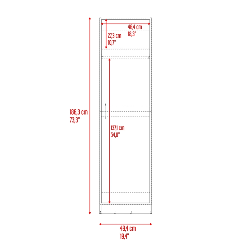 CLOSET 1 PUERTA CON BARRA CLAY 49,4X186,3X52,3 CM FRESNO Y WENGUE - 11