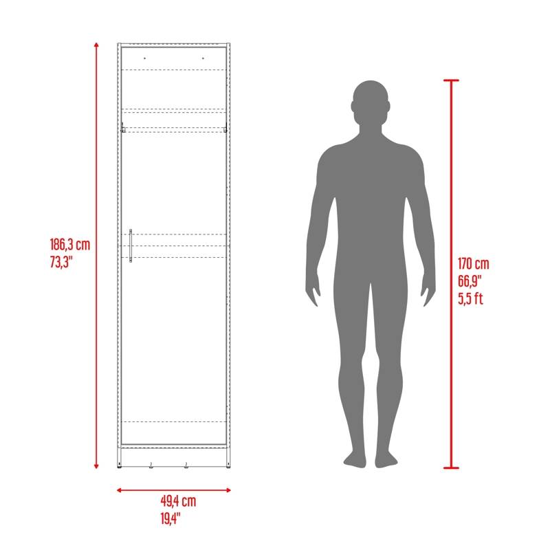 CLOSET 1 PUERTA CON BARRA CLAY 49,4X186,3X52,3 CM FRESNO Y WENGUE - 12