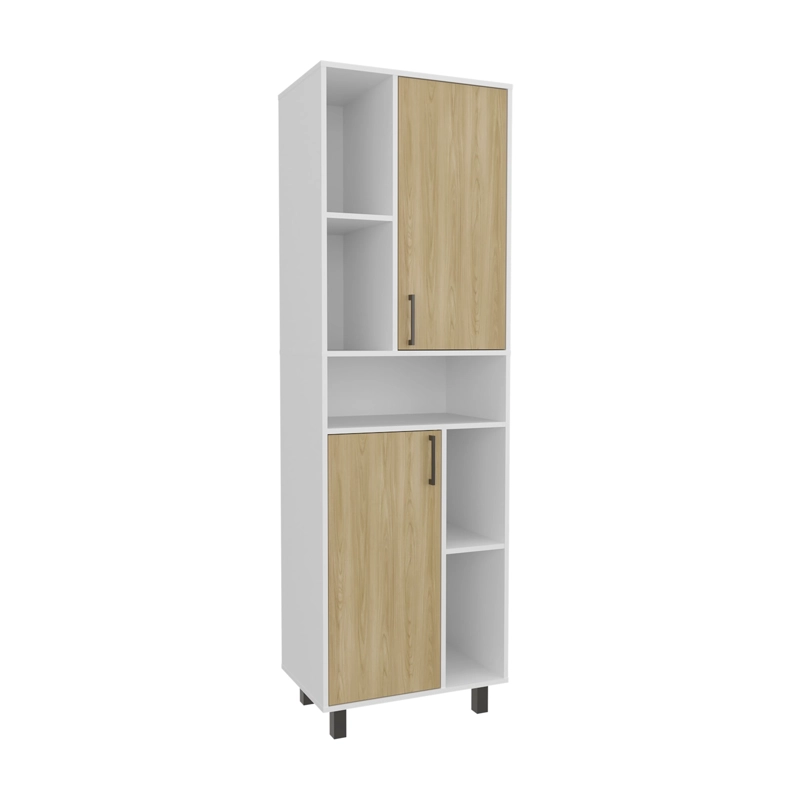 DESPENSA ALTA 2 PUERTAS BRICE 190X60X39,7 CM BLANCO Y FRESNO - 1