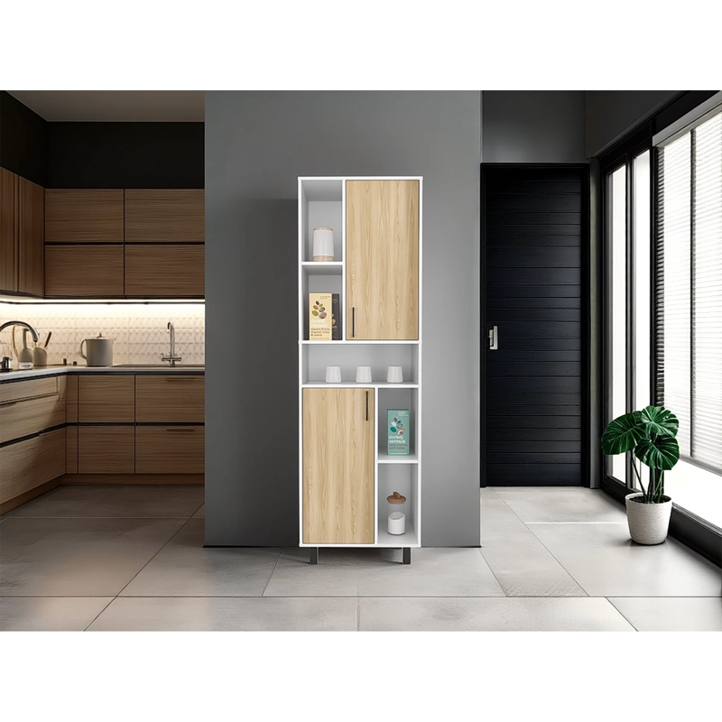 DESPENSA ALTA 2 PUERTAS BRICE 190X60X39,7 CM BLANCO Y FRESNO - 6