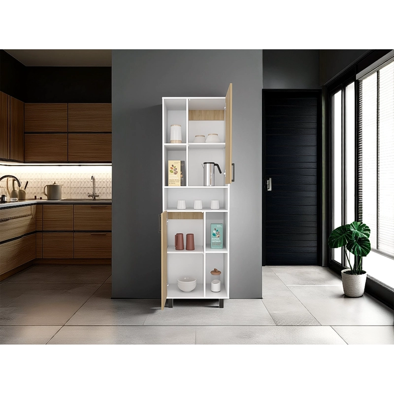 DESPENSA ALTA 2 PUERTAS BRICE 190X60X39,7 CM BLANCO Y FRESNO - 7