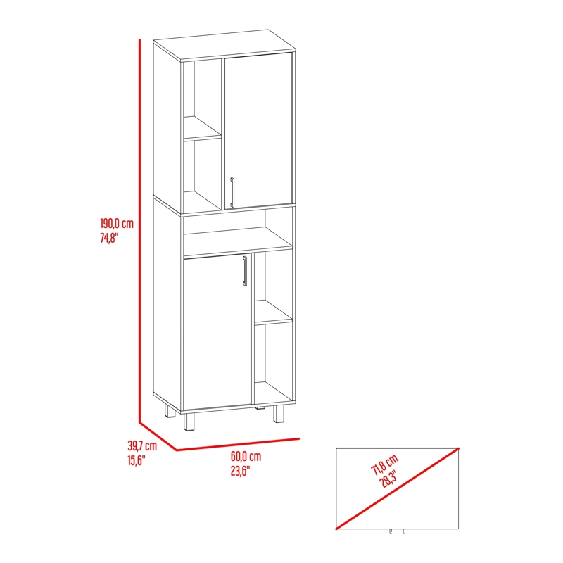 DESPENSA ALTA 2 PUERTAS BRICE 190X60X39,7 CM BLANCO Y FRESNO - 8