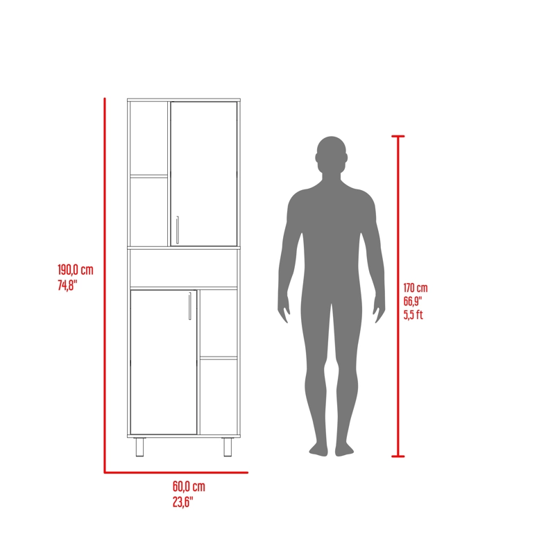 DESPENSA ALTA 2 PUERTAS BRICE 190X60X39,7 CM BLANCO Y FRESNO - 9