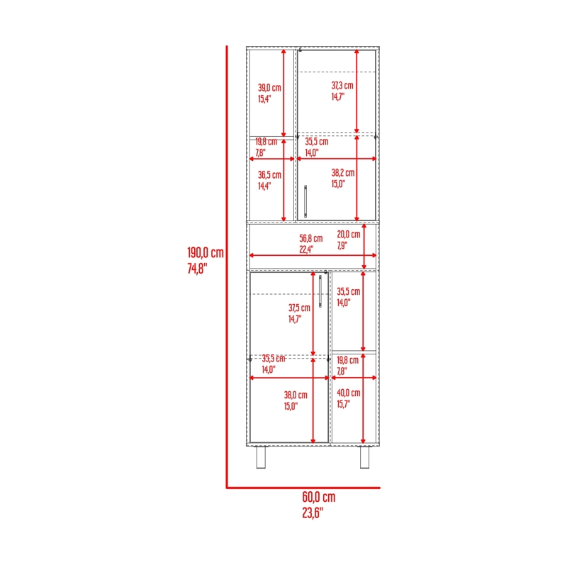 DESPENSA ALTA 2 PUERTAS BRICE 190X60X39,7 CM BLANCO Y FRESNO - 10