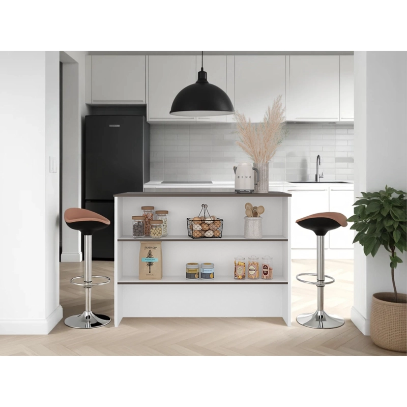 BARRA AUXILIAR DE COCINA FENDI 90X120X60 CM MILAN Y BLANCO - 5
