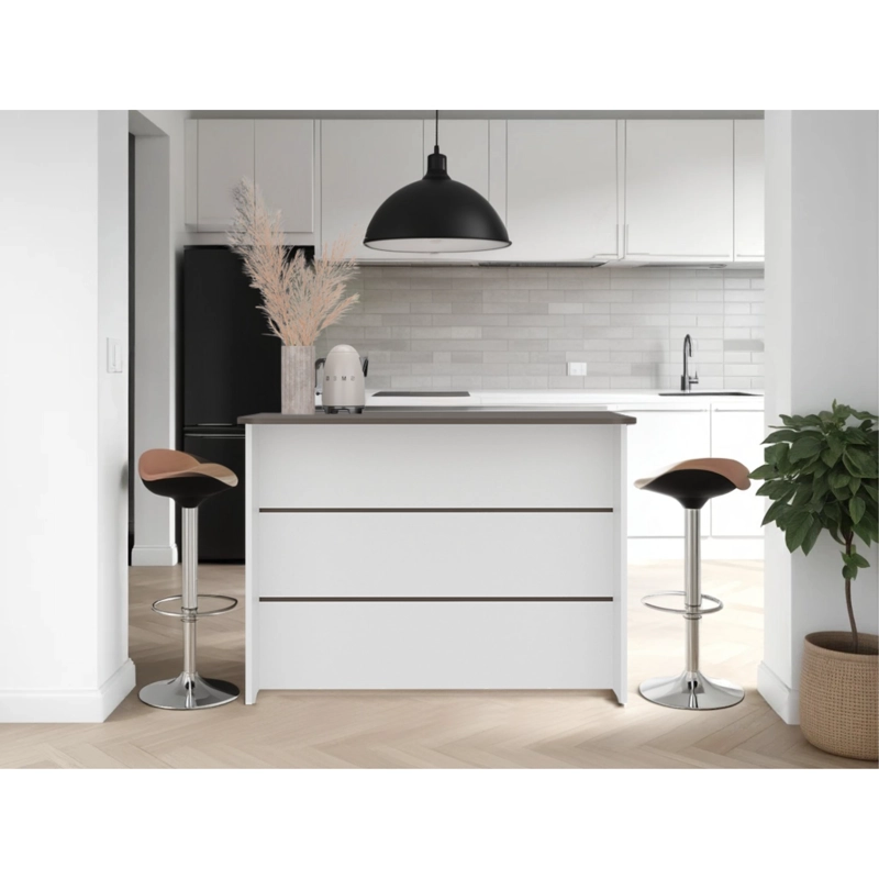 BARRA AUXILIAR DE COCINA FENDI 90X120X60 CM MILAN Y BLANCO - 6