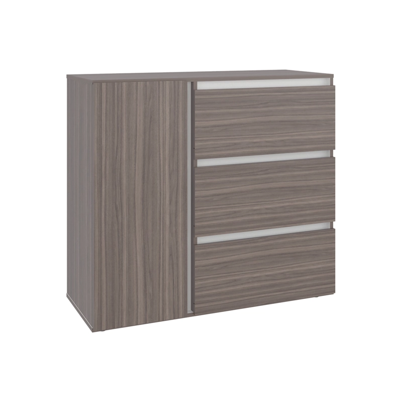 COMODA 1 PUERTA 3 CAJONES NIZA 91X100X41,8 CM AVELLANA Y BLANCO